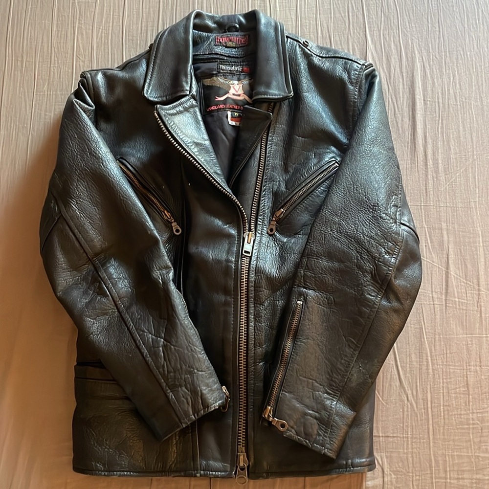 Vanguard leather women’s motorcycle jacket with thinsulate thermal black medium